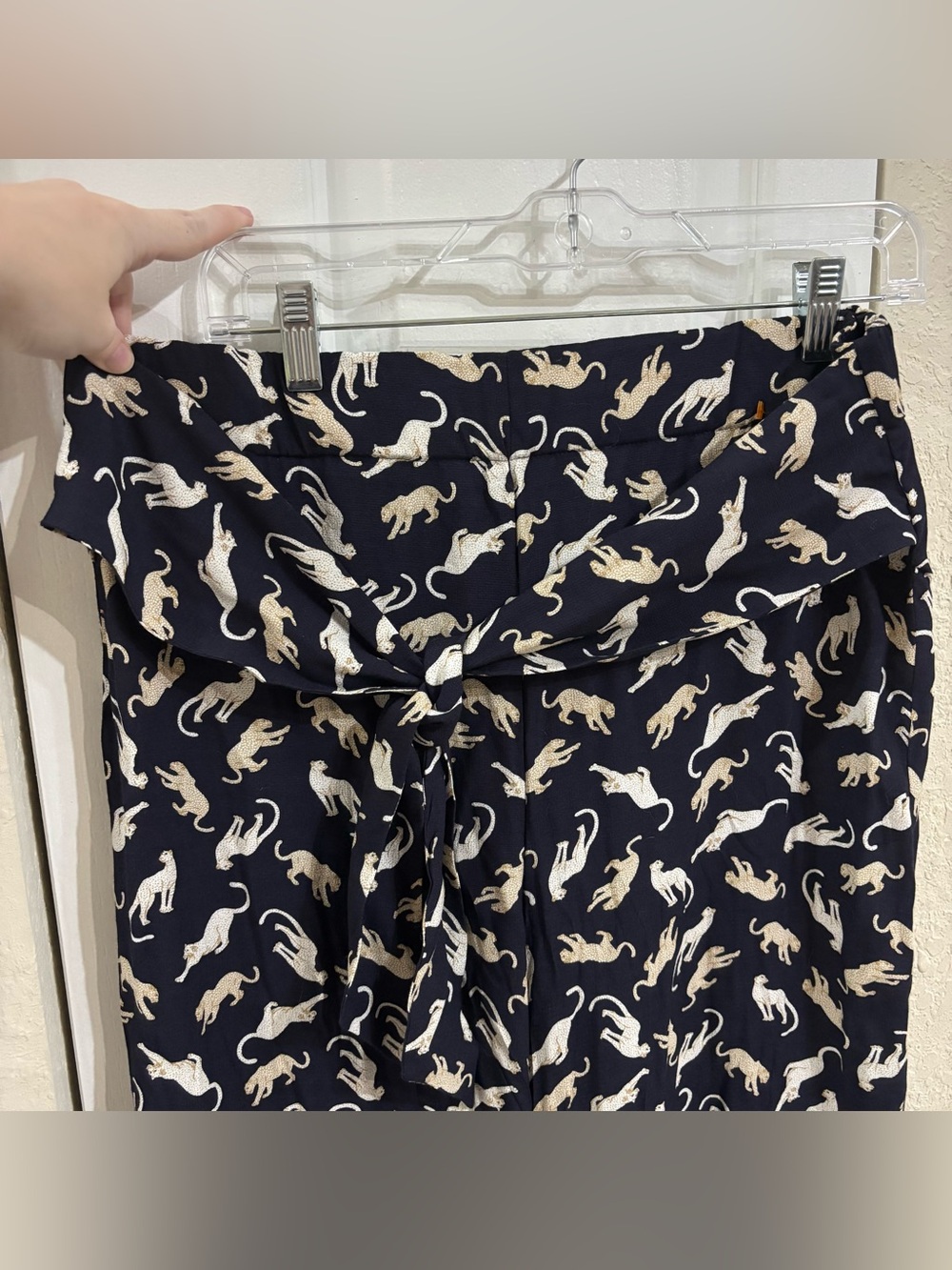 Ann Taylor Leopard Cheetah Print Wide Leg Tie Waist Pants NWT Size L MSRP $98